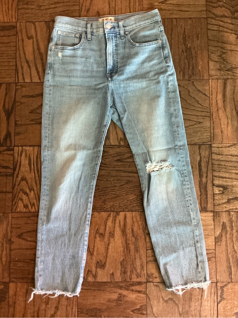 Madewell Light Blue Slightly Distressed Straight Jeans